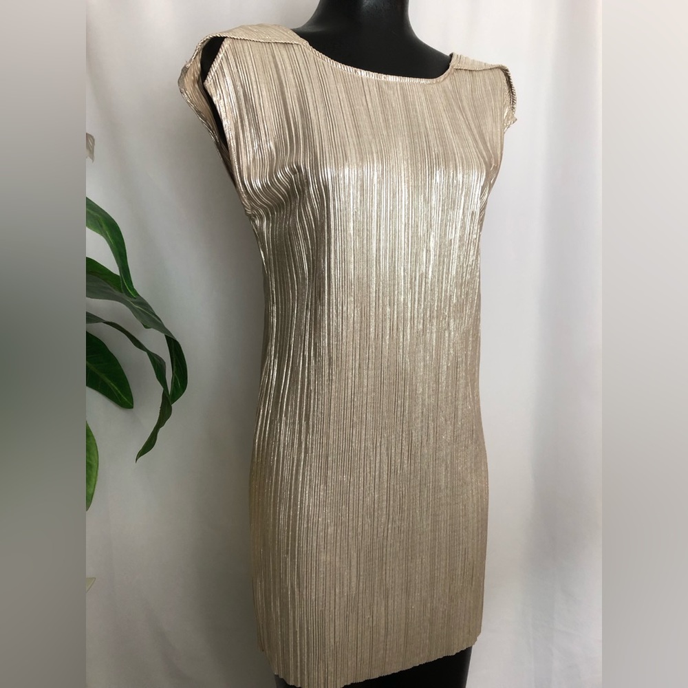 EUC✨BCBGeneration | Metallic Gold Ribbed Mini Dress / Beach Cover Up